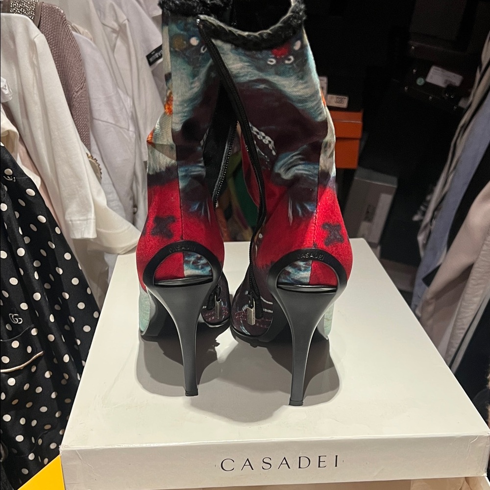 Casadei Multicolor Patterned Heeled Boots - Picture 2 of 7